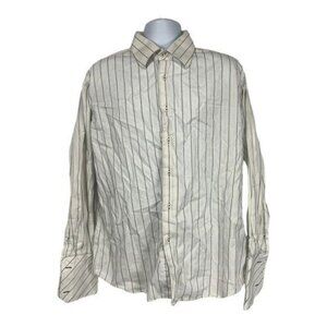 J. Ferrar Mens Size XL Modern Fit Long Sleeve Striped Dress Shirt 100% Cotton